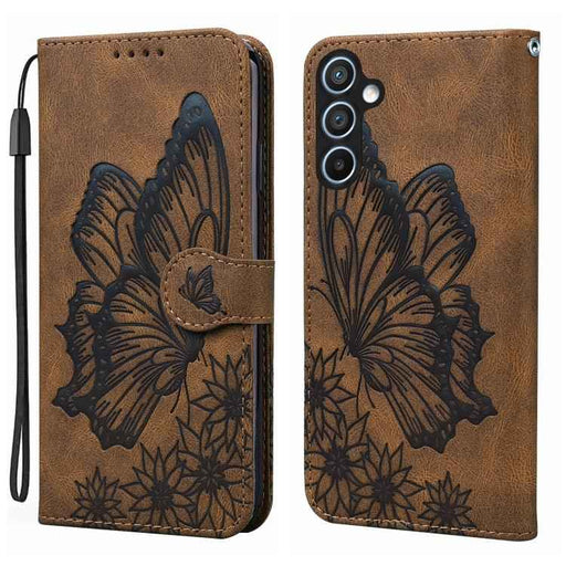 For Samsung Galaxy S25 FE 5G Retro Skin Feel Butterflies Embossing Horizontal Flip Leather Phone Case(Brown)