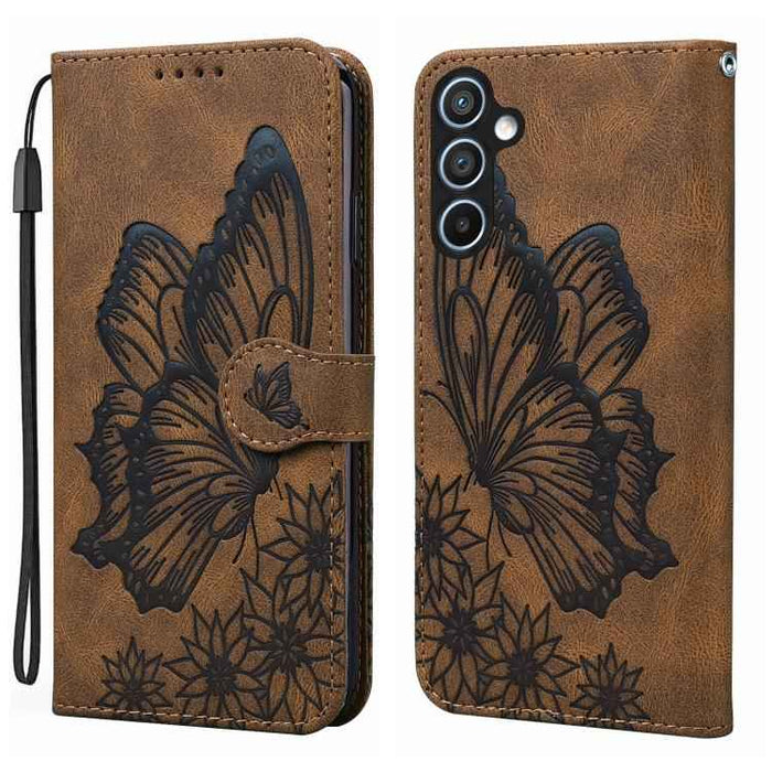 For Samsung Galaxy S25 FE 5G Retro Skin Feel Butterflies Embossing Horizontal Flip Leather Phone Case(Brown)