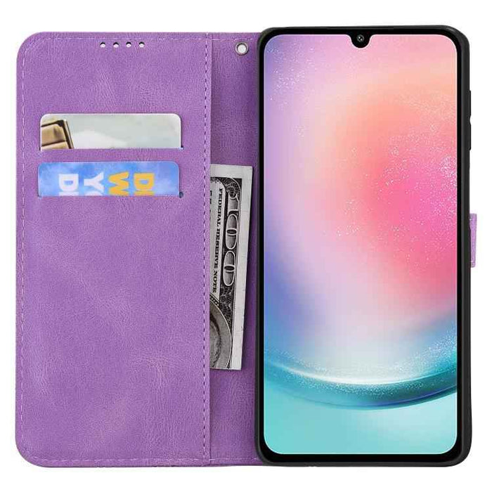 For Samsung Galaxy S25 FE 5G Retro Skin Feel Butterflies Embossing Horizontal Flip Leather Phone Case(Purple)