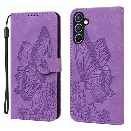 For Samsung Galaxy S25 FE 5G Retro Skin Feel Butterflies Embossing Horizontal Flip Leather Phone Case(Purple)