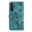 For Samsung Galaxy S25 FE 5G Butterfly Cat Embossing Flip Leather Phone Case(Wathet)