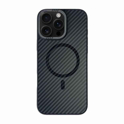 For iPhone 16 Pro Max Carbon Fiber MagSafe Magnetic Phone Case(Black)