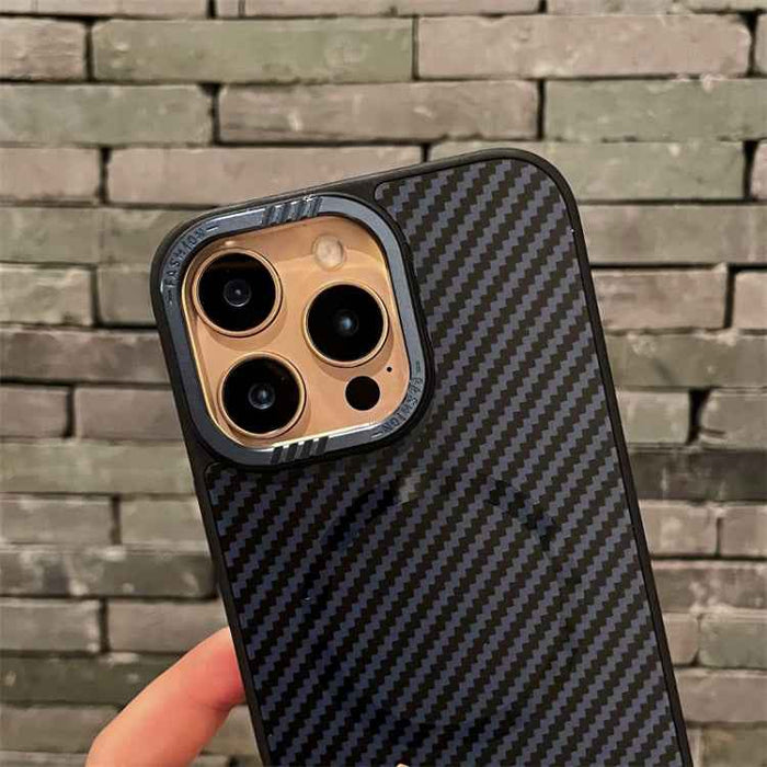 For iPhone 16 Pro Max Carbon Fiber MagSafe Magnetic Phone Case(Black)