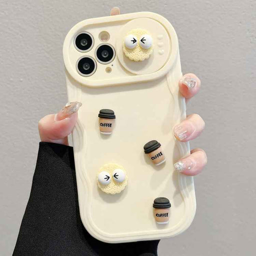 For iPhone 16 Pro Briquettes Sliding Camshield 3D Coffee TPU Phone Case(Yellow)