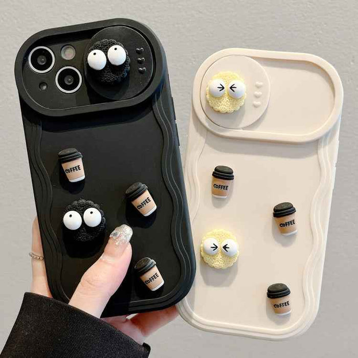 For iPhone 16 Plus Briquettes Sliding Camshield 3D Coffee TPU Phone Case(Black)