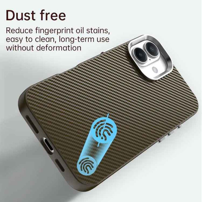 For iPhone 16 Carbon Fiber Series IMD Phone Case(Brown)