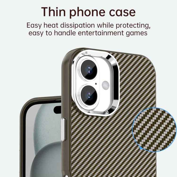 For iPhone 16 Carbon Fiber Series IMD Phone Case(Brown)