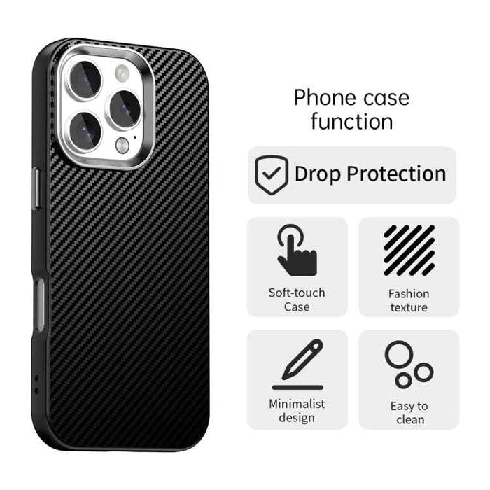 For iPhone 16 Pro Carbon Fiber Series IMD Phone Case(Black)