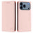 For iPhone 17 Pro Max RC01 Dual-Folded Magnetic Suction RFID Leather Phone Case(Pink)