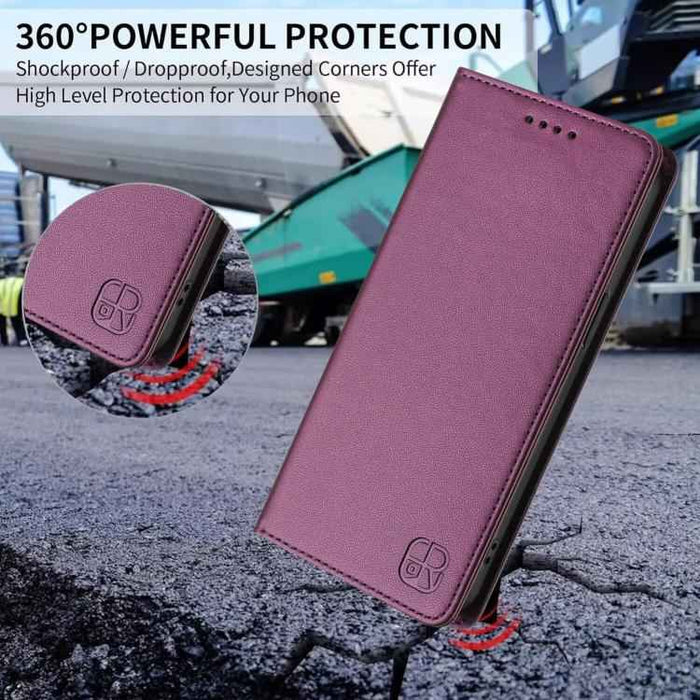 For iPhone 17 Pro Max RC01 Dual-Folded Magnetic Suction RFID Leather Phone Case(Violet)