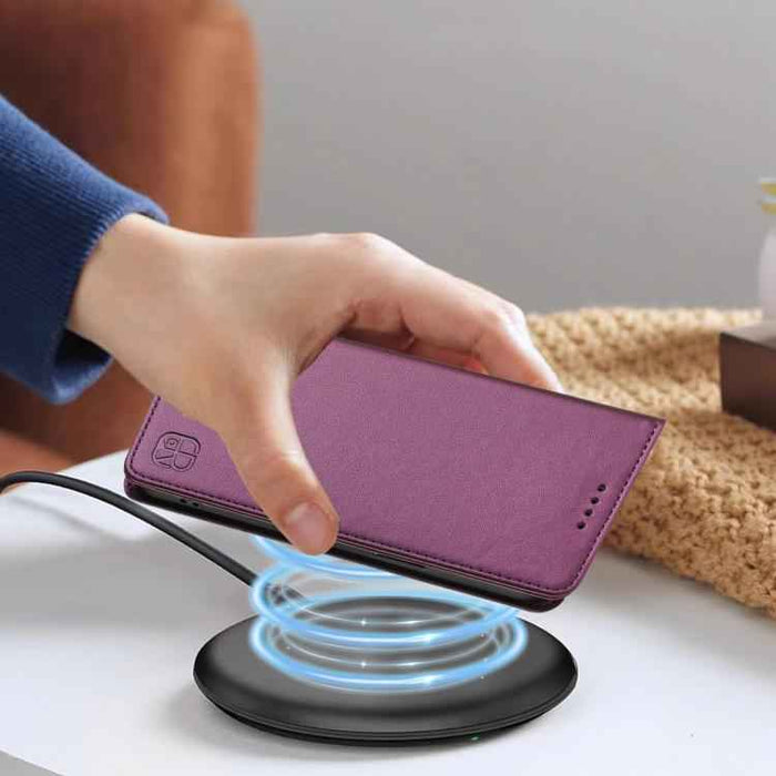 For iPhone 17 Pro Max RC01 Dual-Folded Magnetic Suction RFID Leather Phone Case(Violet)