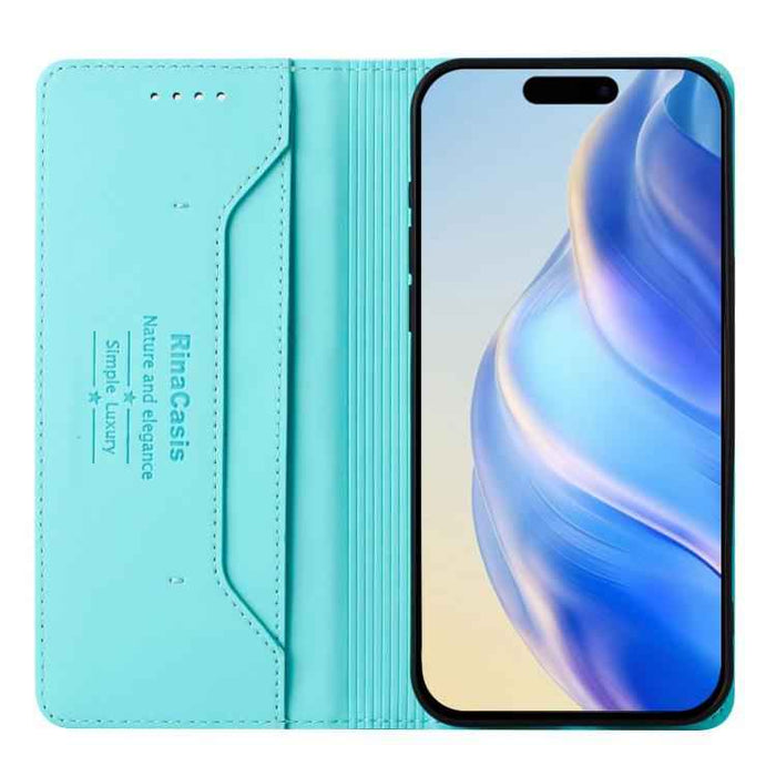 For iPhone 17 Pro RC01 Dual-Folded Magnetic Suction RFID Leather Phone Case(Mint Green)