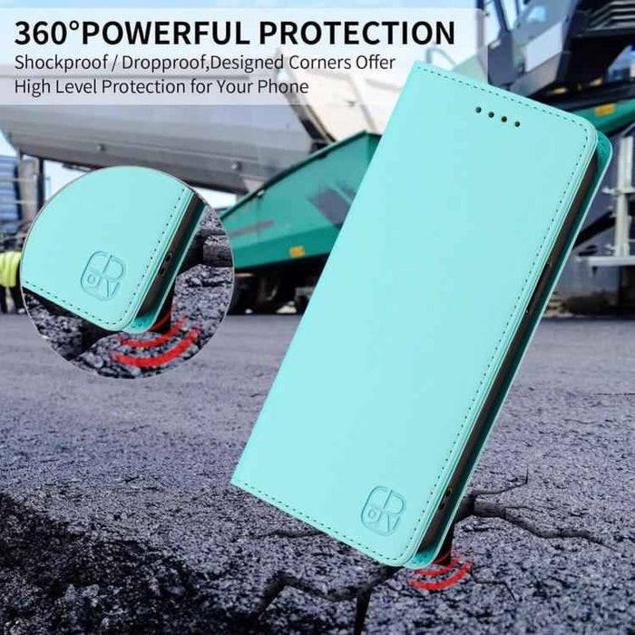 For iPhone 17 Pro RC01 Dual-Folded Magnetic Suction RFID Leather Phone Case(Mint Green)