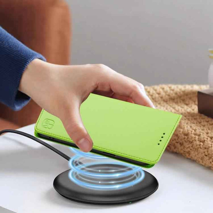 For iPhone 17 Pro RC01 Dual-Folded Magnetic Suction RFID Leather Phone Case(Grass Green)