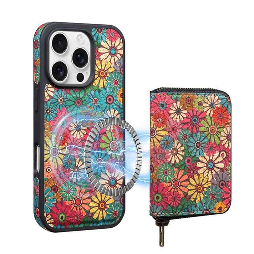 For iPhone 16 Pro Denior D23 MagSafe Detachable Zipper Wallet Holder Phone Case(Green)