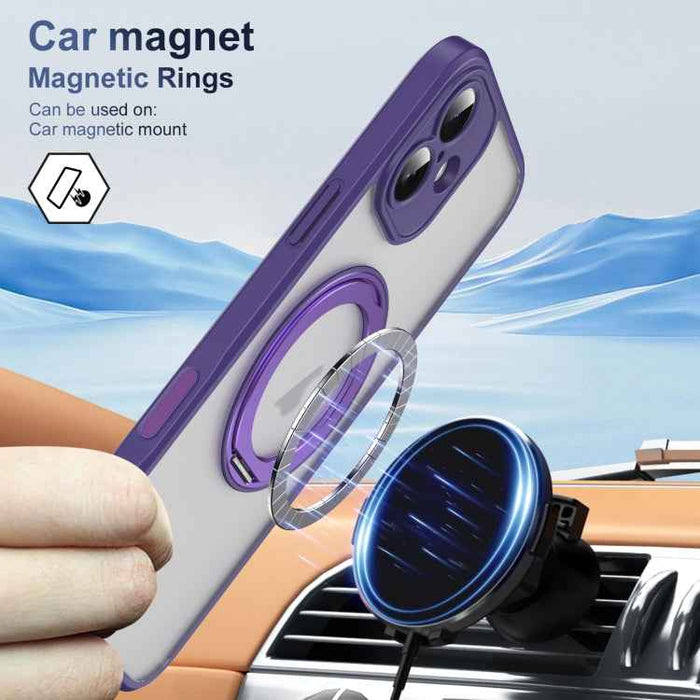 For iPhone 16 Plus Translucent Frosted MagSafe Phone Case with AI Button(Purple)
