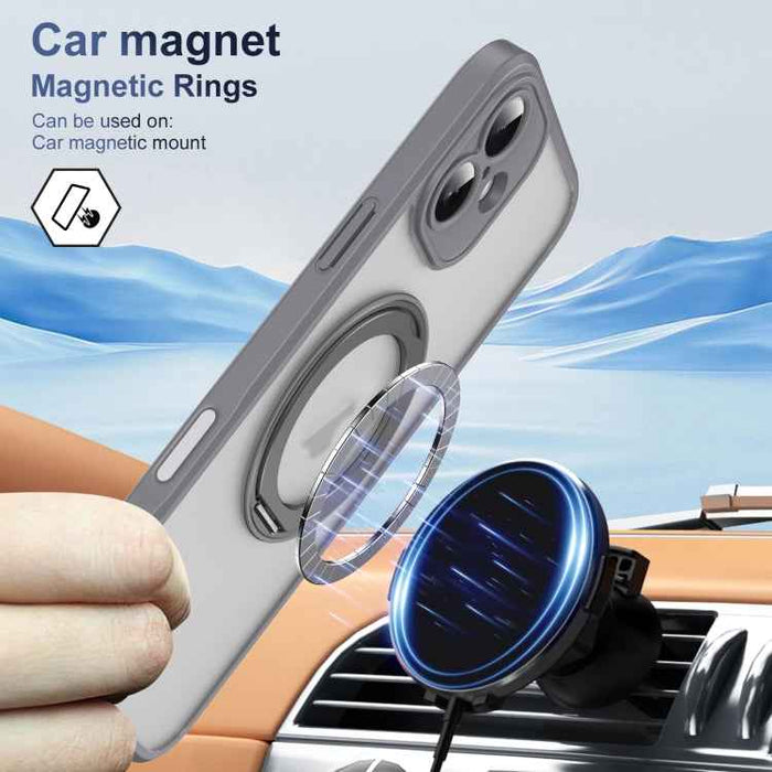 For iPhone 16 Plus Translucent Frosted MagSafe Phone Case with AI Button(Grey)