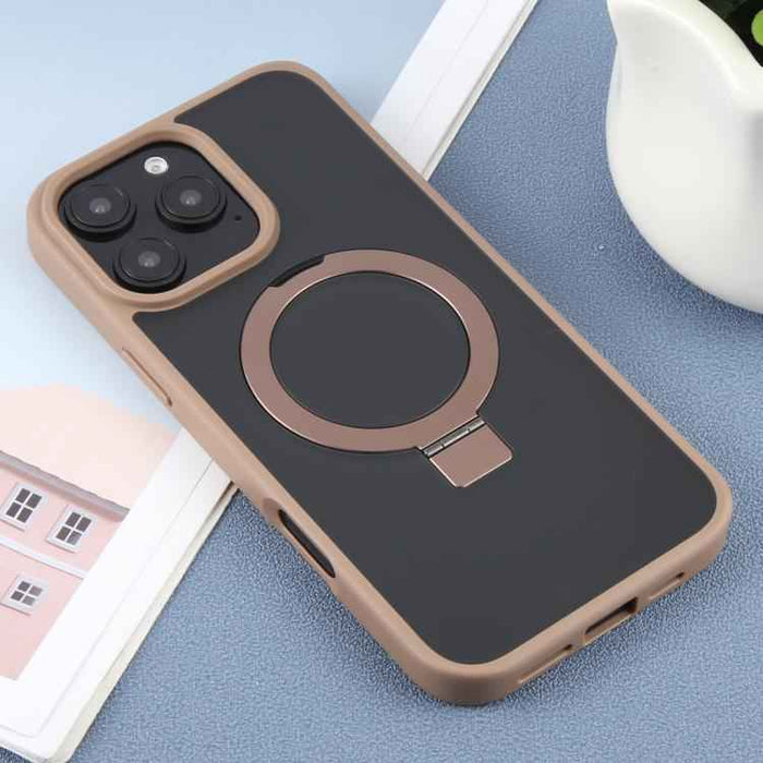 For iPhone 16 Pro Max DFANS DESIGN Frosted Magsafe Magnetic Holder Phone Case(Brown)