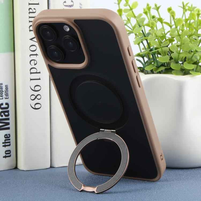 For iPhone 16 Pro Max DFANS DESIGN Frosted Magsafe Magnetic Holder Phone Case(Brown)