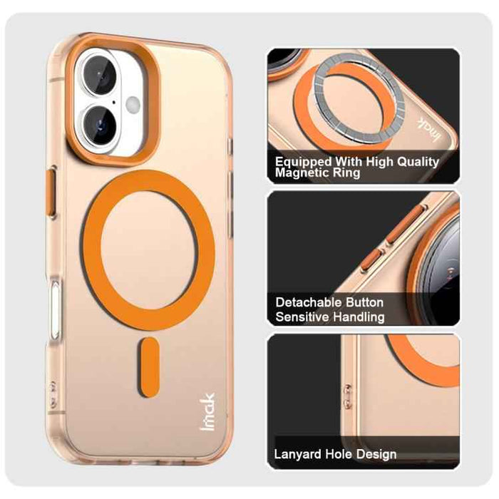 For iPhone 17 IMAK Candy Series Shockproof MagSafe Phone Case(Orange)