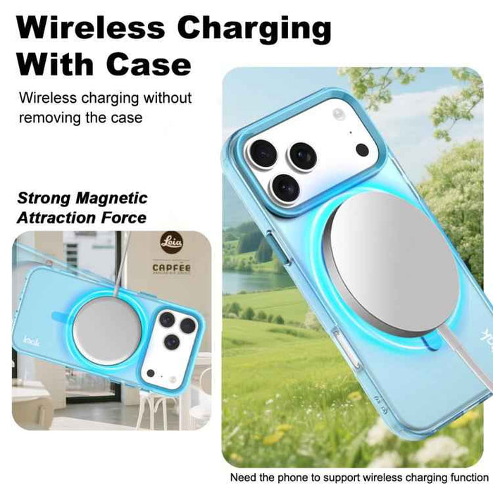 For iPhone 17 Pro Max IMAK Candy Series Shockproof MagSafe Phone Case(Blue)