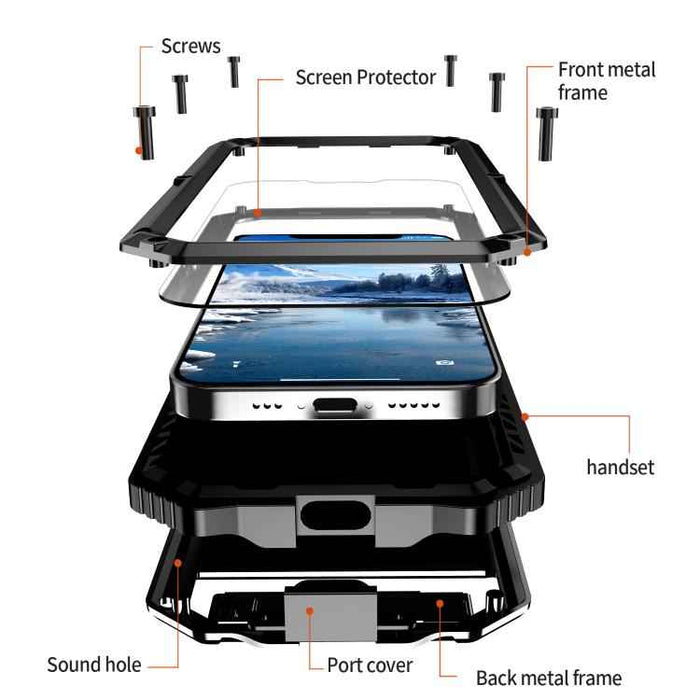 For iPhone 16e IP68 Waterproof Dustproof Shockproof Holder Phone Case(Black)