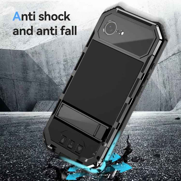 For iPhone 16e IP68 Waterproof Dustproof Shockproof Holder Phone Case(Black)