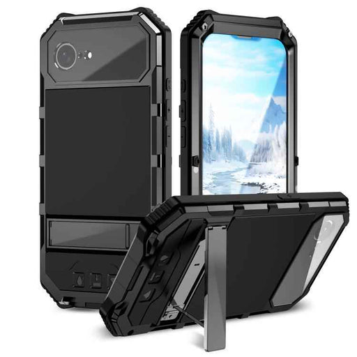 For iPhone 16e IP68 Waterproof Dustproof Shockproof Holder Phone Case(Black)