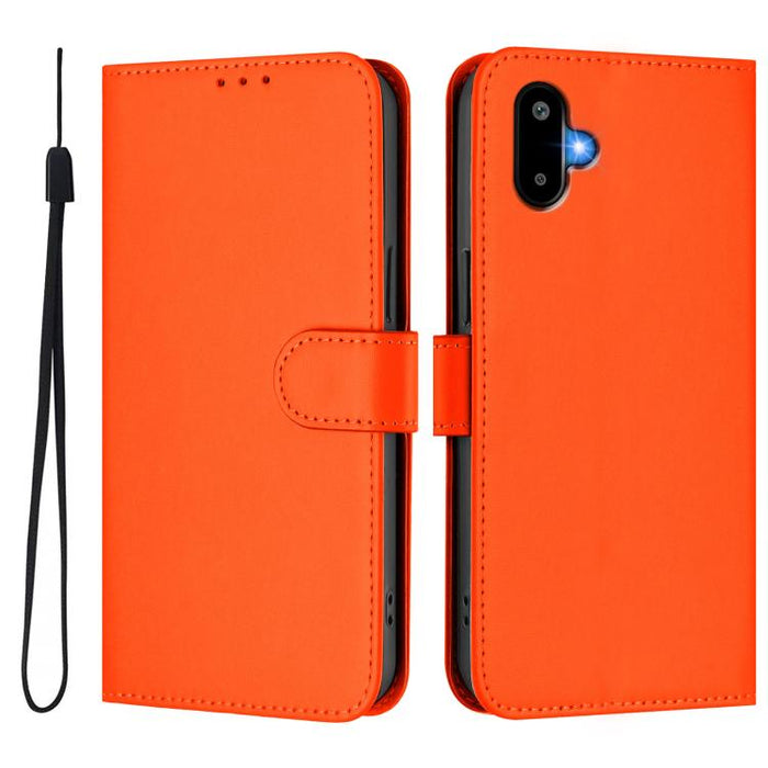 For Samsung Galaxy F06 5G / M06 5G Skin Feel Solid Color Leather Phone Case with Lanyard(Orange)