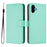 For Samsung Galaxy F06 5G / M06 5G Skin Feel Solid Color Leather Phone Case with Lanyard(Mint Green)