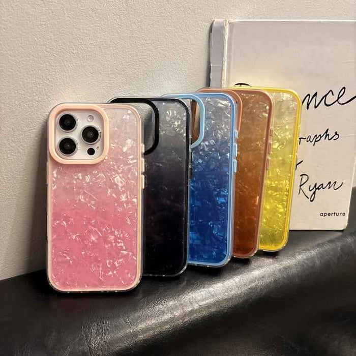 For iPhone 16 Pro Max PC Lens Ring Gradient Shell Texture 3 in 1 Phone Case(Orange)