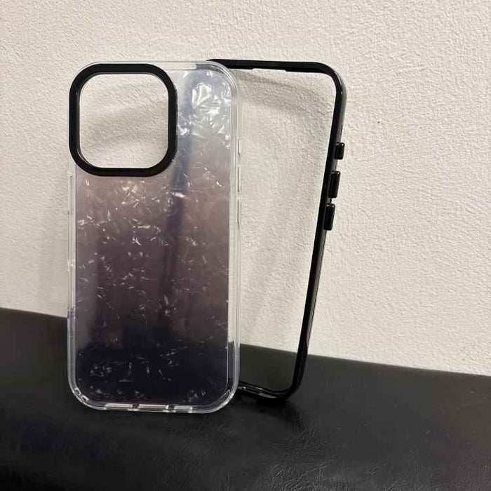 For iPhone 16 Pro Max PC Lens Ring Gradient Shell Texture 3 in 1 Phone Case(Orange)