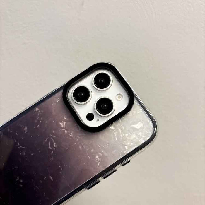 For iPhone 16 Pro Max PC Lens Ring Gradient Shell Texture 3 in 1 Phone Case(Orange)