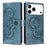For iPhone 17 Pro Max Mandala Embossed Retro Frosted Leather Phone Case(Blue)