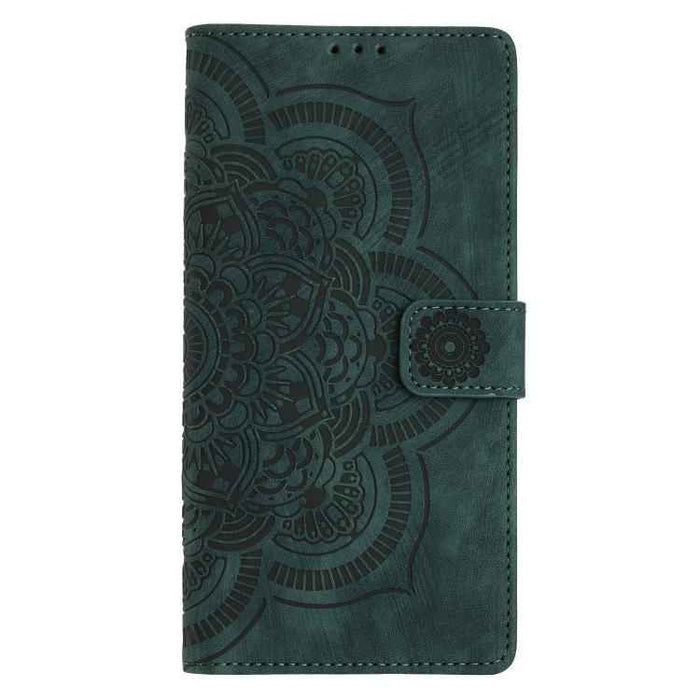 For iPhone 17 Pro Max Mandala Embossed Retro Frosted Leather Phone Case(Green)
