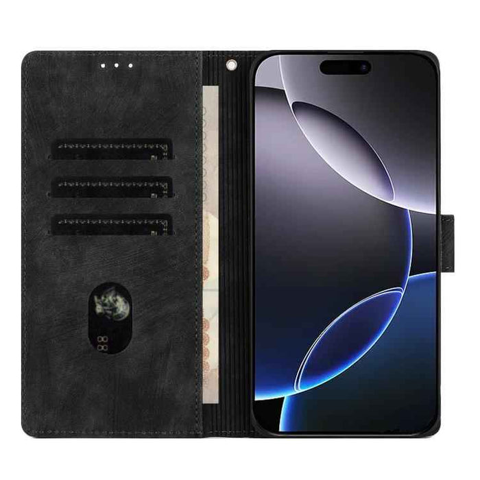 For iPhone 17 Pro Max Mandala Embossed Retro Frosted Leather Phone Case(Black)