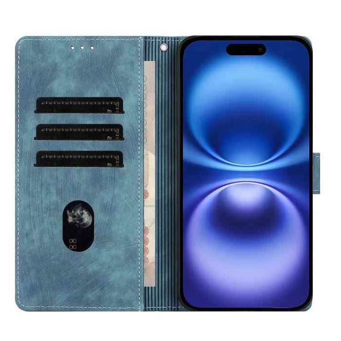 For iPhone 17 Mandala Embossed Retro Frosted Leather Phone Case(Blue)