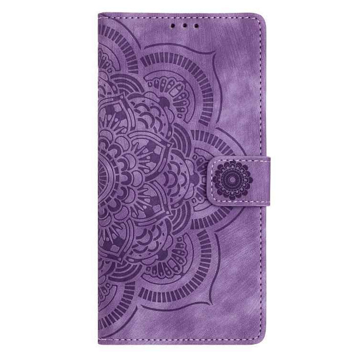 For iPhone 17 Mandala Embossed Retro Frosted Leather Phone Case(Purple)