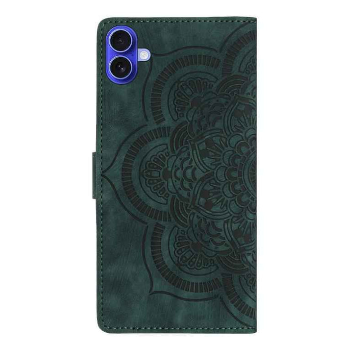 For iPhone 17 Mandala Embossed Retro Frosted Leather Phone Case(Green)