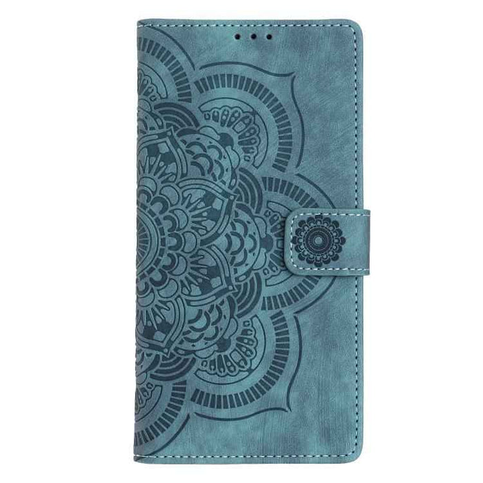 For iPhone 17 Air Mandala Embossed Retro Frosted Leather Phone Case(Blue)