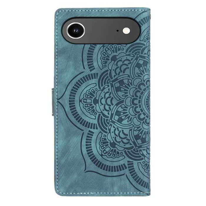 For iPhone 17 Air Mandala Embossed Retro Frosted Leather Phone Case(Blue)
