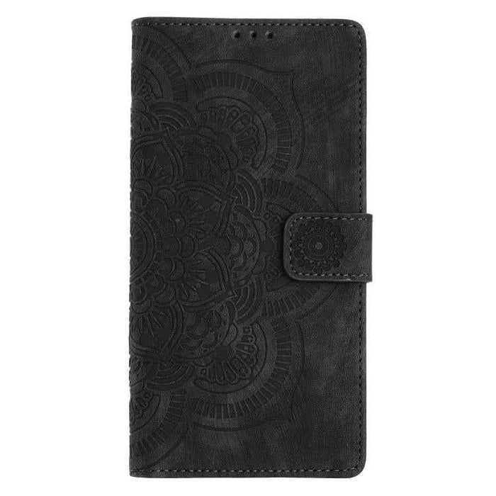 For iPhone 17 Air Mandala Embossed Retro Frosted Leather Phone Case(Black)