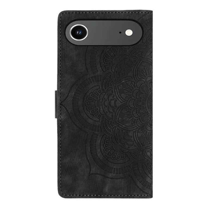 For iPhone 17 Air Mandala Embossed Retro Frosted Leather Phone Case(Black)