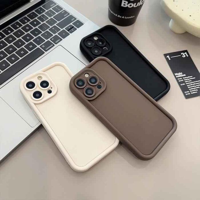For iPhone 16e Shockproof Frame Frosted Precise Hole TPU Phone Case(Coffee)
