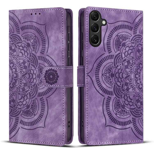 For Samsung Galaxy S25 5G Mandala Embossed Retro Frosted Leather Phone Case(Purple)