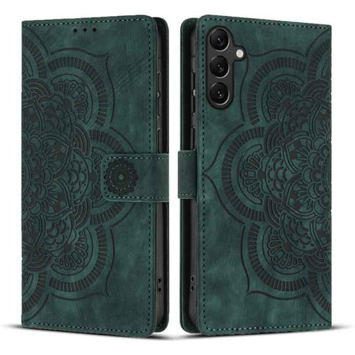 For Samsung Galaxy S25 5G Mandala Embossed Retro Frosted Leather Phone Case(Green)