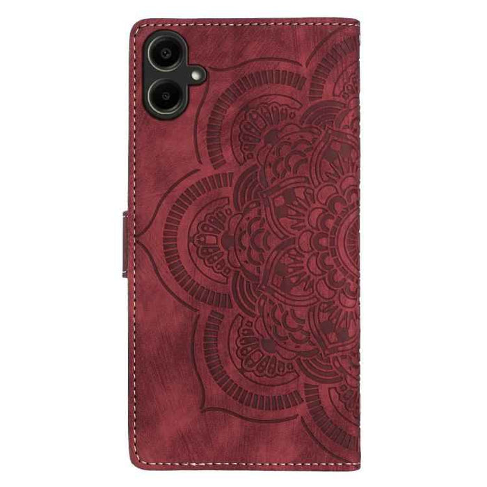 For Samsung Galaxy S25 FE 5G Mandala Embossed Retro Frosted Leather Phone Case(Red)