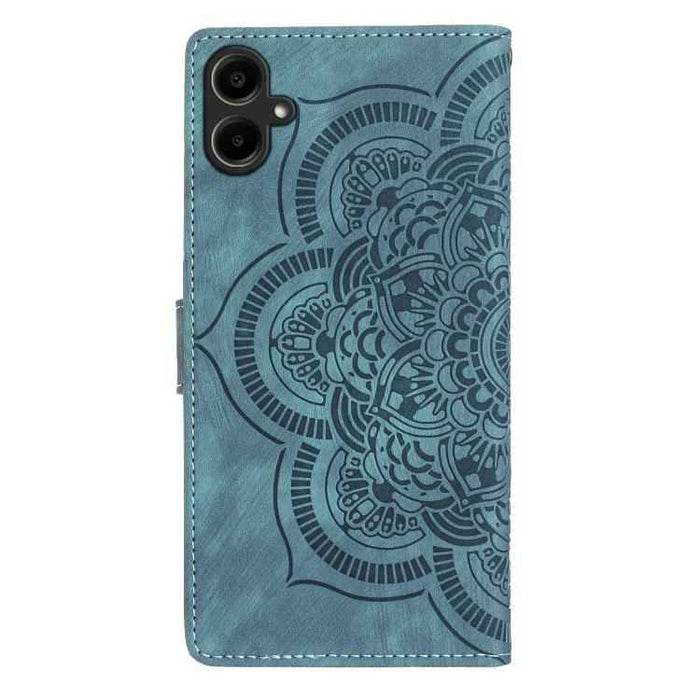 For Samsung Galaxy S25 FE 5G Mandala Embossed Retro Frosted Leather Phone Case(Blue)