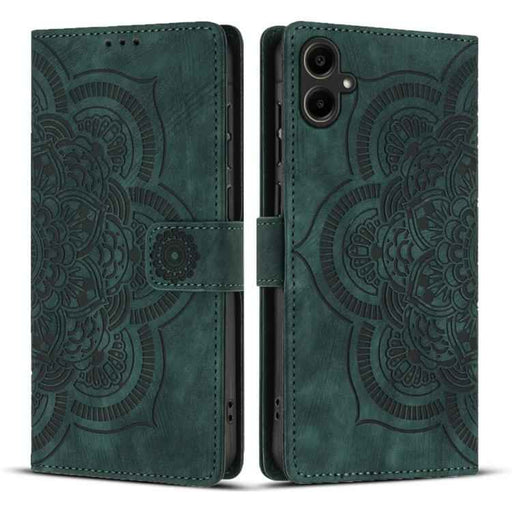 For Samsung Galaxy S25 FE 5G Mandala Embossed Retro Frosted Leather Phone Case(Green)