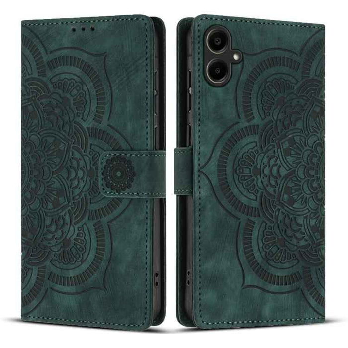 For Samsung Galaxy S25 FE 5G Mandala Embossed Retro Frosted Leather Phone Case(Green)